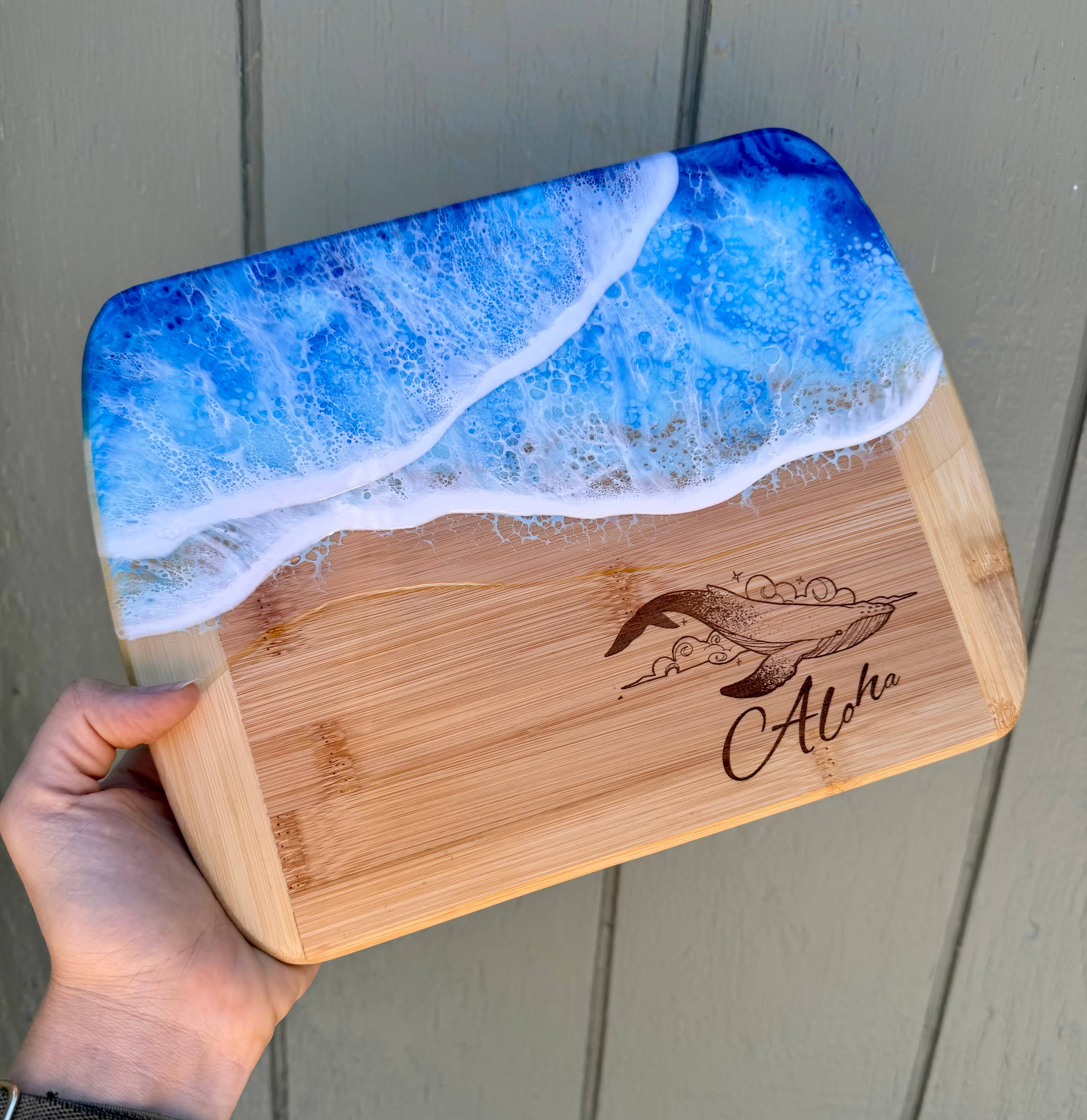 TBM Creations LLC - Wholesale Cheese Board - Whale Aloha Ocean Charcuterie board | Resin Cheese board7