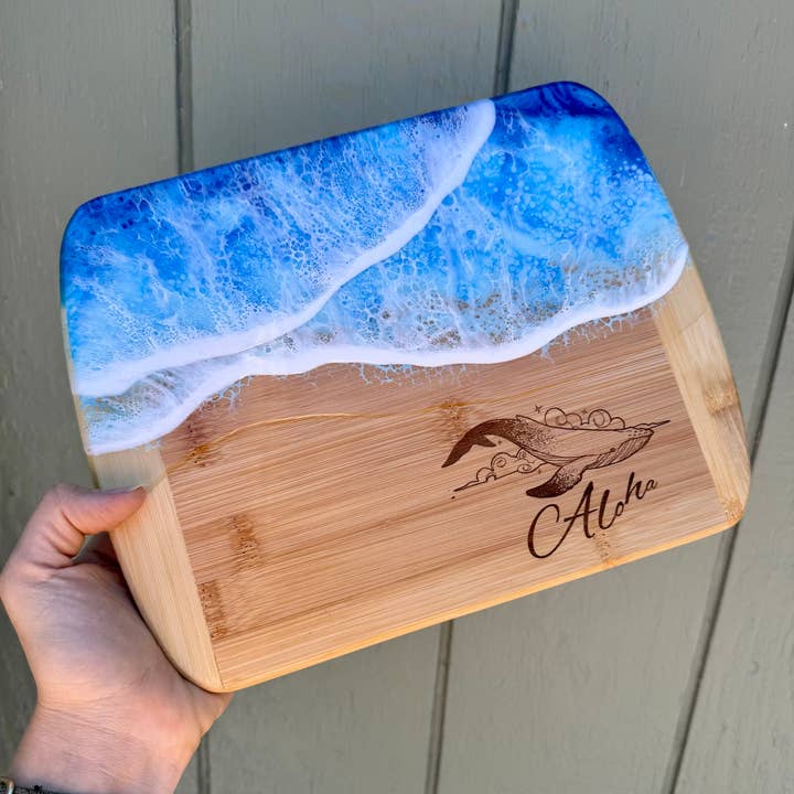 TBM Creations LLC - Wholesale Cheese Board - Whale Aloha Ocean Charcuterie board | Resin Cheese board7