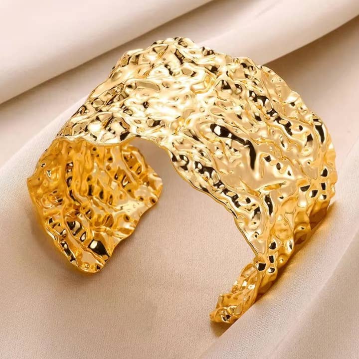 Wide Foil Cuff Bracelet - Gold or Silver for wholesale by Misgraceful