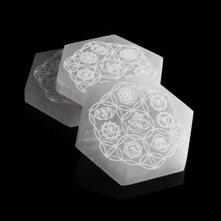 Hexagonal selenite plate for wholesale by UniArt