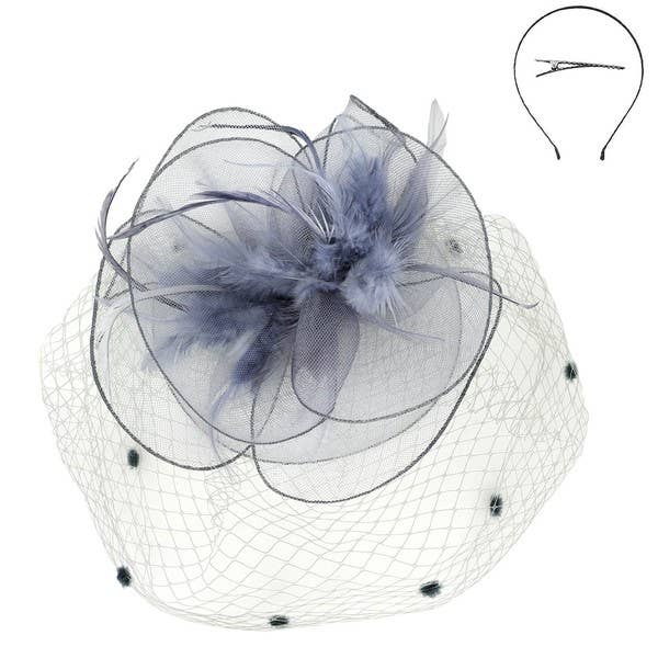 anbfashion - Wholesale Fascinator Hat - Women's - KENTUCKY DERBY FLOWER FEATHERS VEILED FASCINATOR HTH25916
