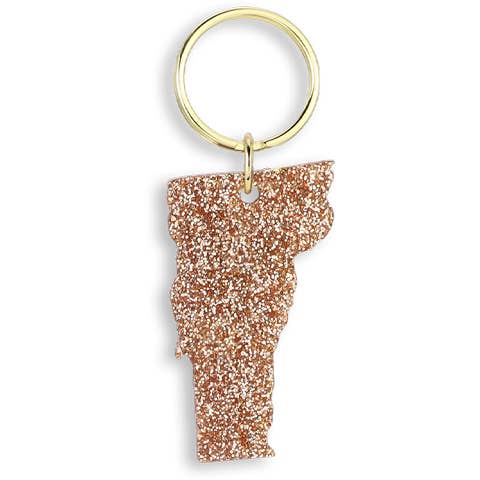 Lucky Feather - Wholesale Keychain - Women's - Glitter Keychain - State - VERMONT1