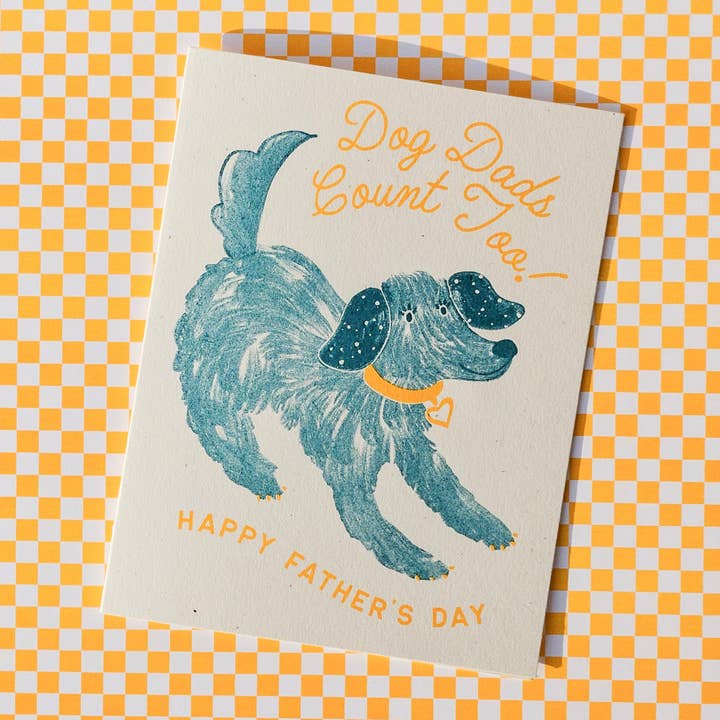 Dog Dads Count Too - Risograph Father's Day Card for wholesale by Bromstad Printing Co.