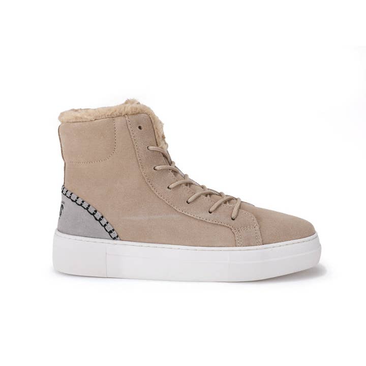 Merapi Hi-Top Cream Suede Platform Boots for Women for wholesale by Walk In Pitas UK