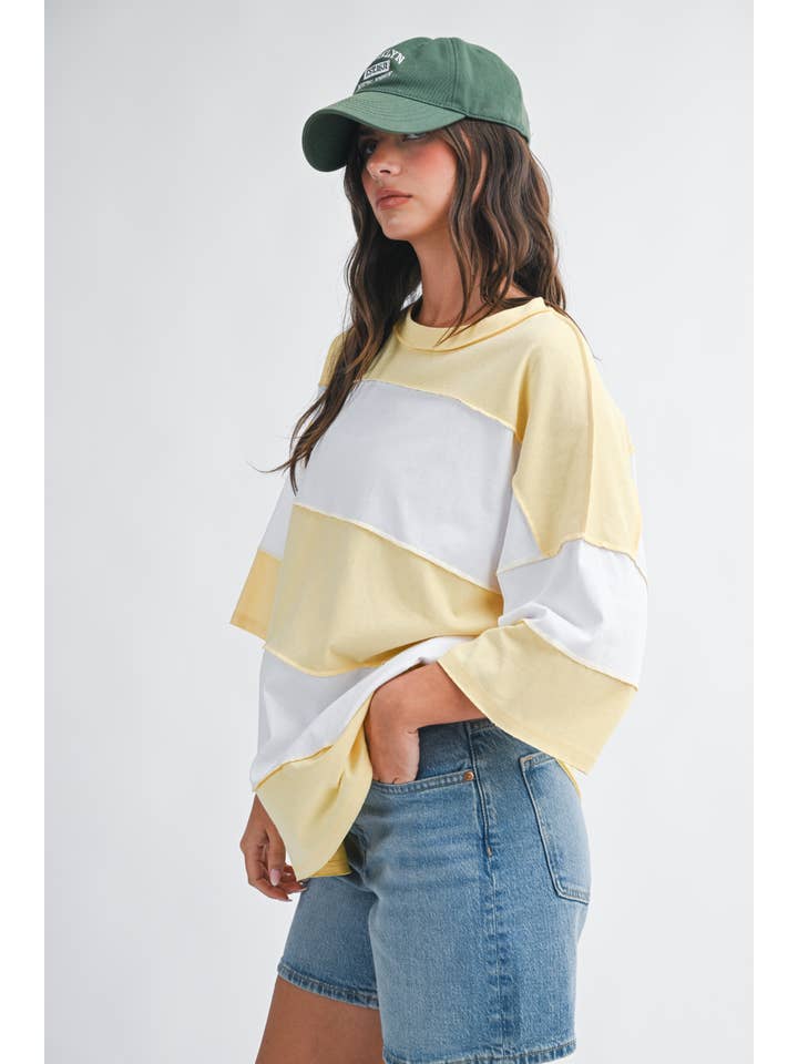 AEMI + CO – Engroshandel Strikket top - Dame – 8417FN Polly top med farveblokke77