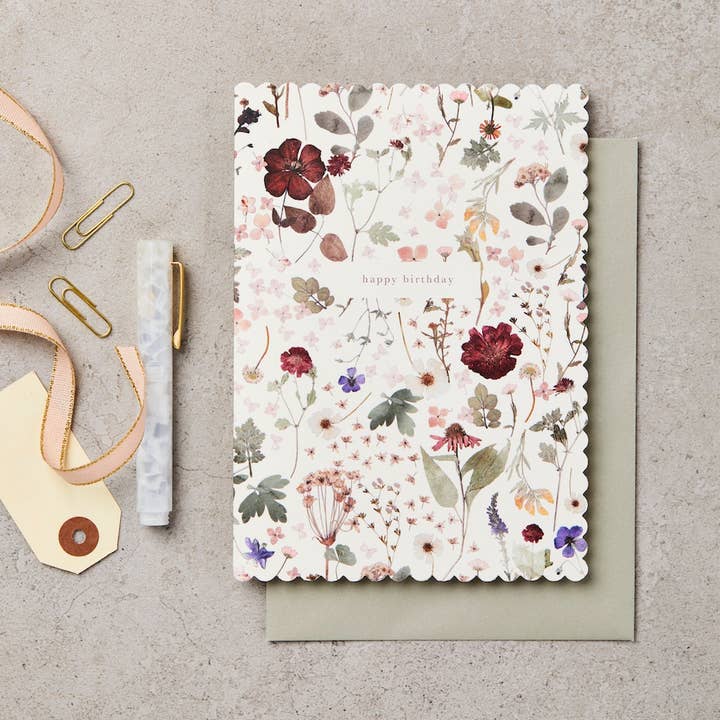 L&L Pressed Floral Card Birthday Card for wholesale by Katie Leamon