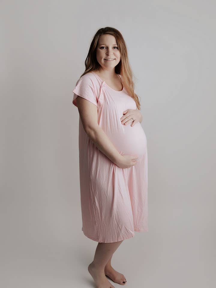 Three Little Tots - Wholesale Dress - Maternity - Light Pink Mommy Labor and Delivery/ Nursing Gown1