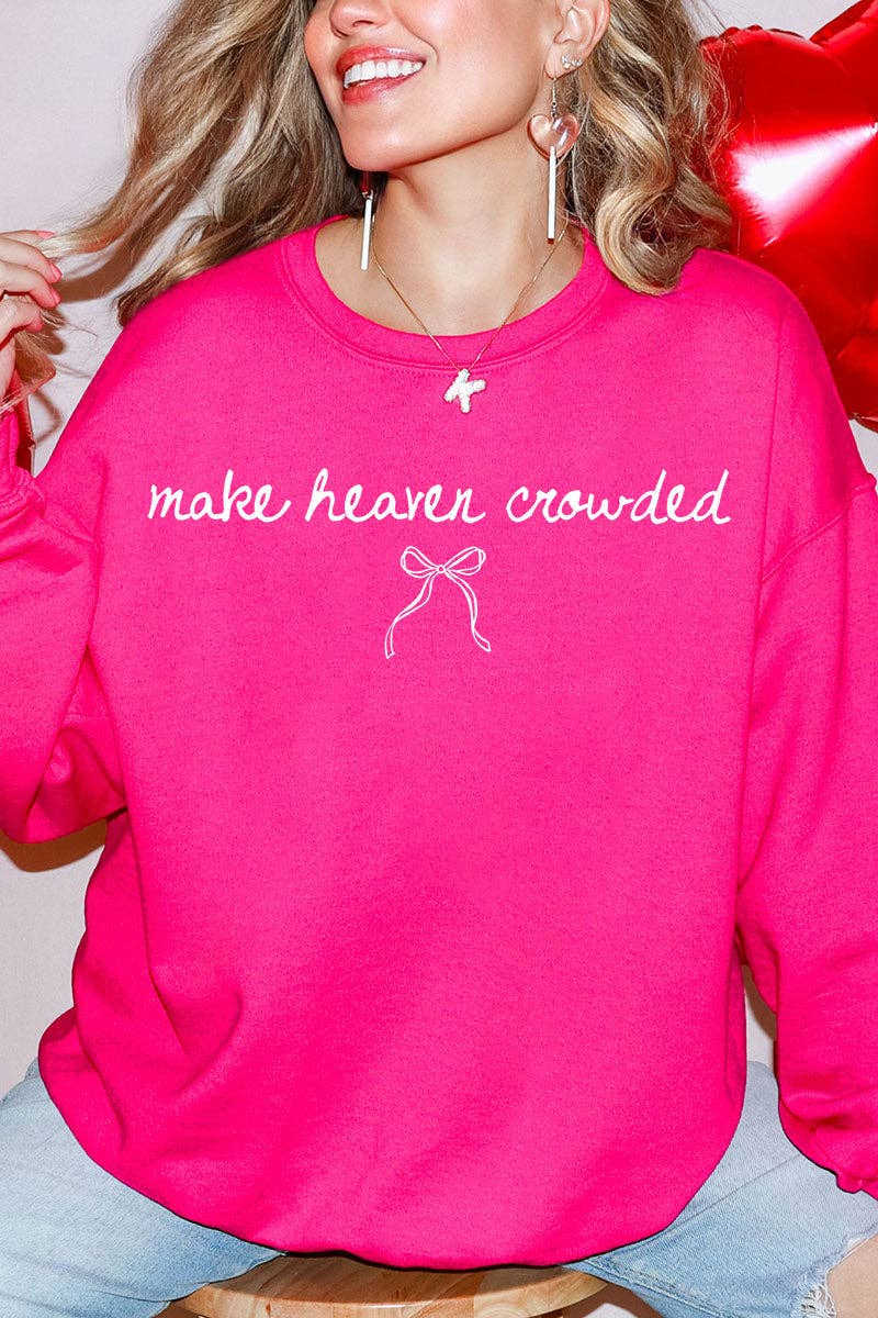 Wholesale Accessory Market - Vente Sweat-shirt à imprimés – femme - Sweat-shirt en molleton épais à col rond "White Make Heaven Crowded Coquette".2