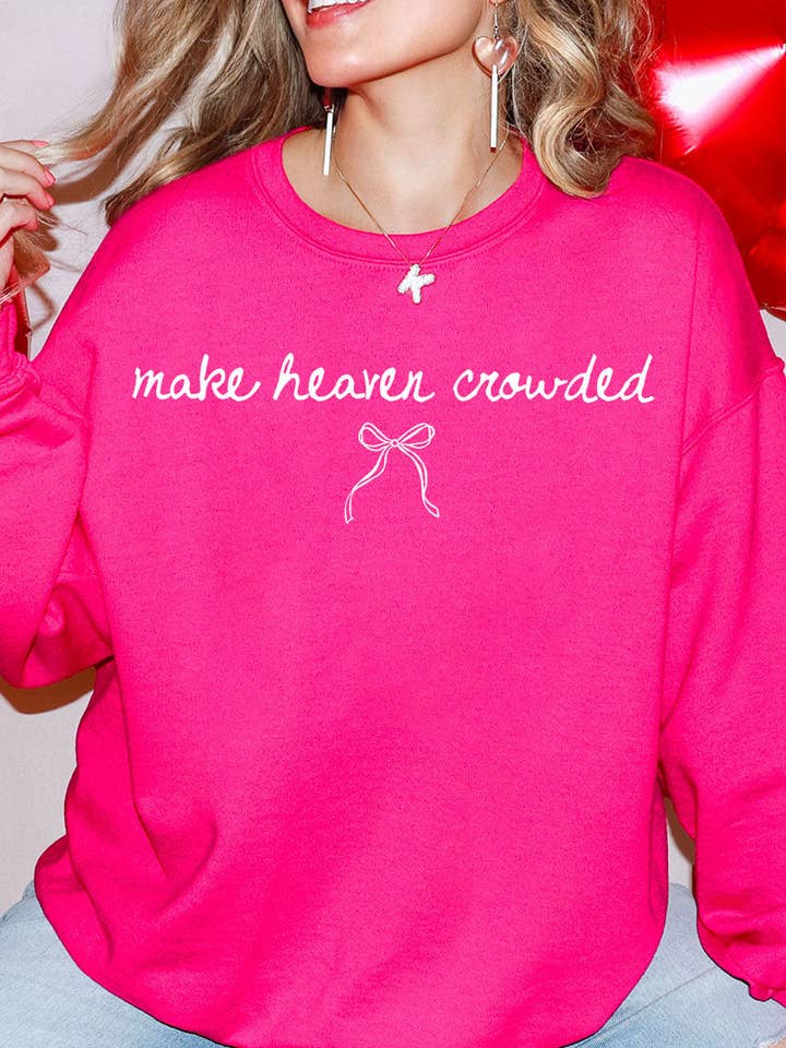 Wholesale Accessory Market - Vente Sweat-shirt à imprimés – femme - Sweat-shirt en molleton épais à col rond "White Make Heaven Crowded Coquette".2