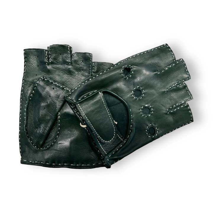 Guanti in pelle verde scuro con dita corte per la vendita all'ingrosso da parte di Mitchumm Industries