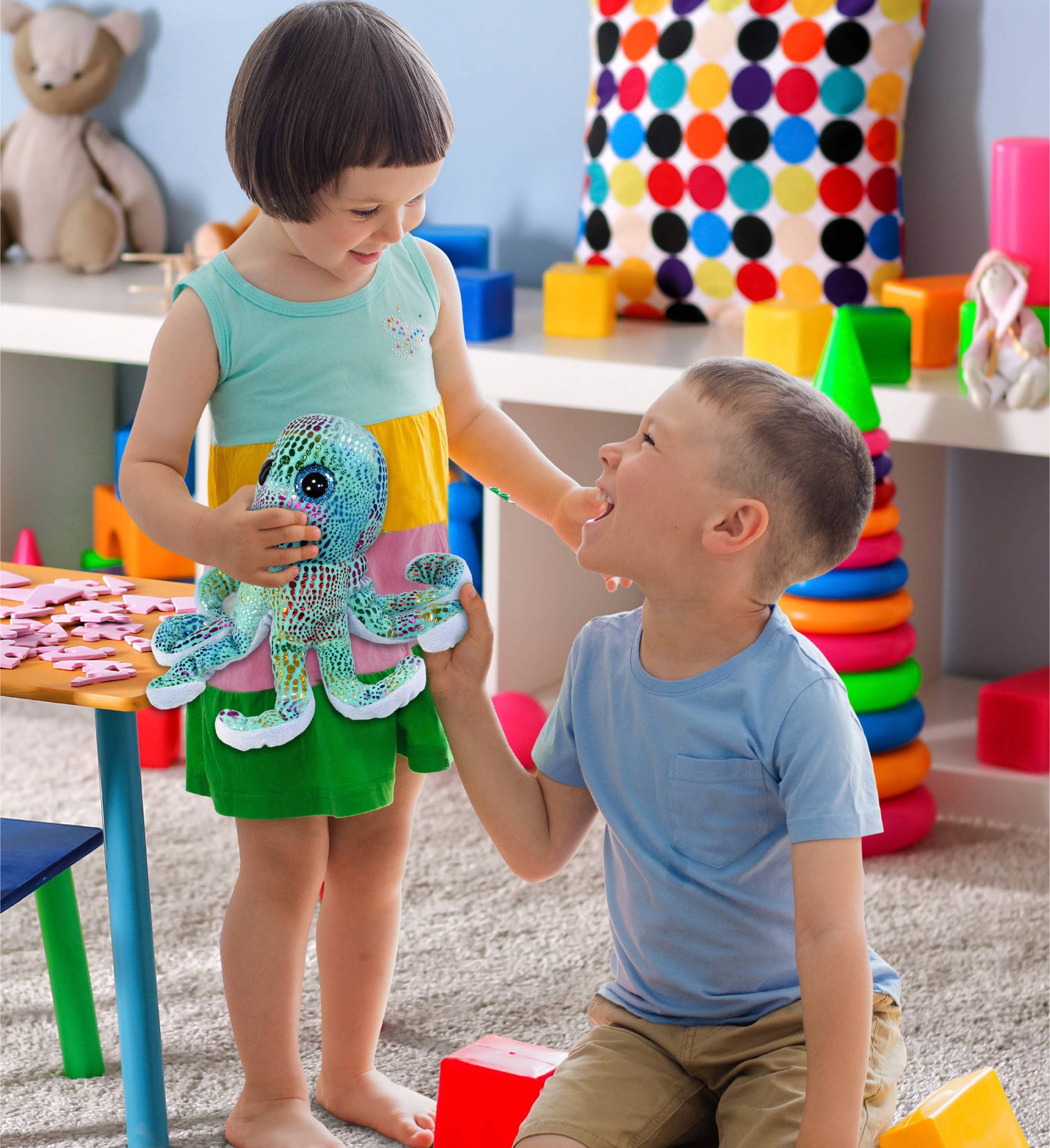 Cota Global – Peluche - Crianças e bebés por atacado – Pelúcia Olhos Grandes - Polvo Arco-íris Iridescente5