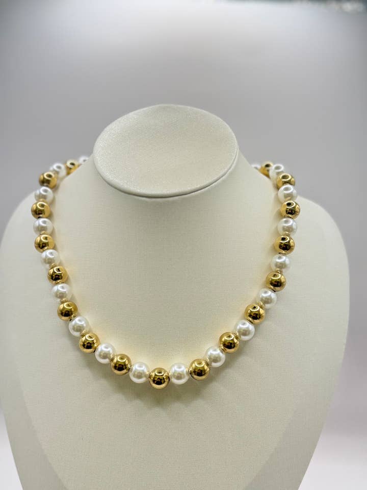 Gold White Pearl Edelstahl Kette for wholesale by YOLA