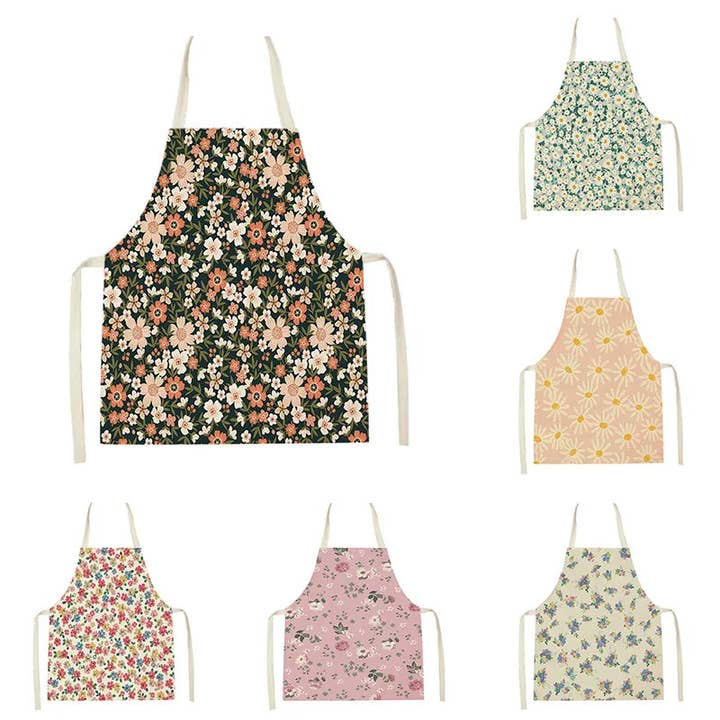 Apron Flower  Kitchen Household Item Plant Print Apron Adult Hair Apron 55-68cm Apron Custom Logo Kitchen Supplie Tablier and other Purchase Wholesale custom flat iron. Free Returns & Net 60 Terms on Faire trending on Faire.