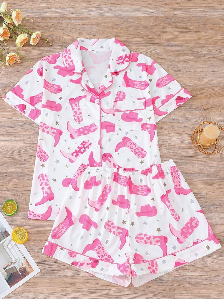 Rosa Clothing - Wholesale Lounge Set - Women's - Cactus & Boots Cowgirl Pajama Set