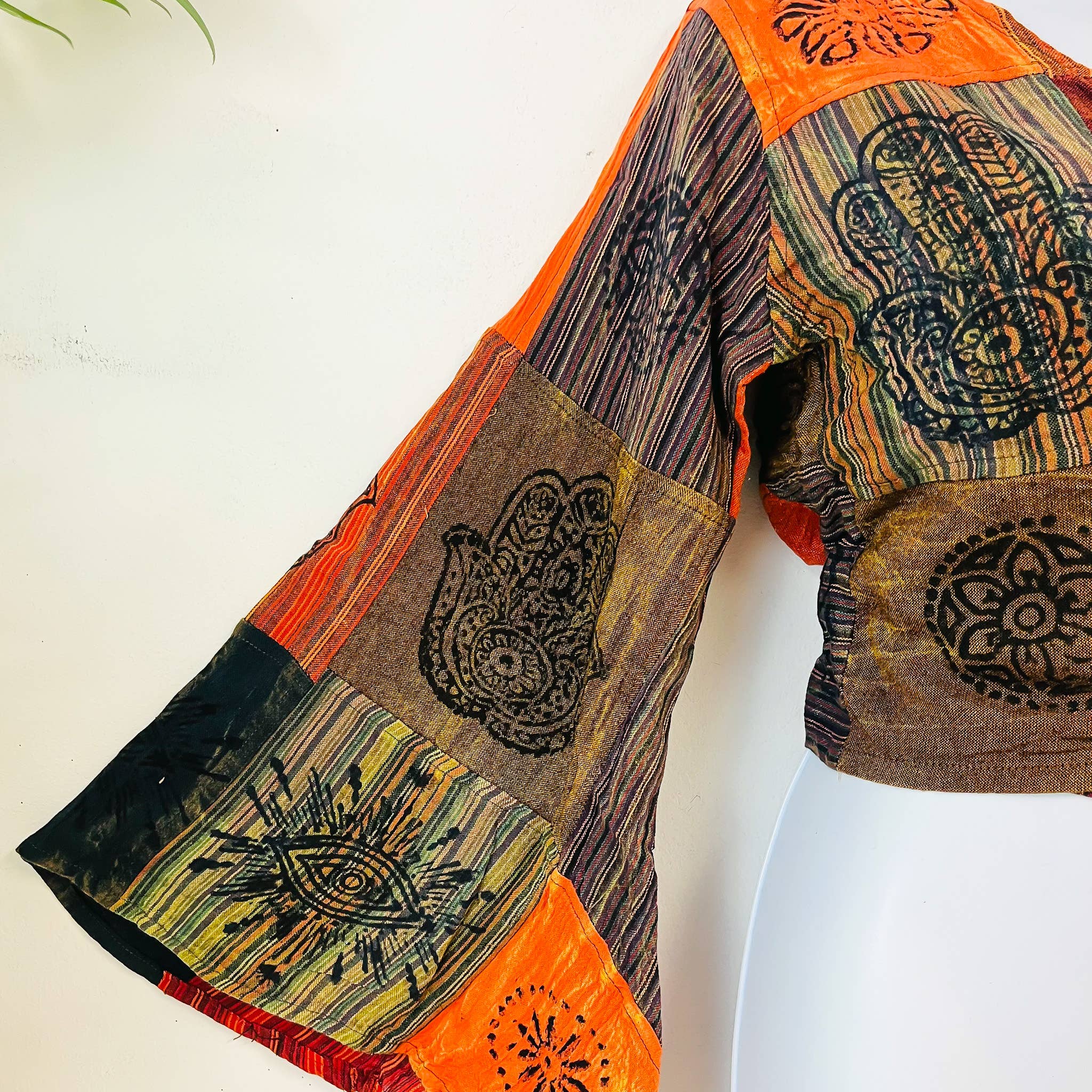 Karma Nepal Crafts – Blusa - Mulher por atacado – Tampo Wrap Top Cotton Mangas Bell6