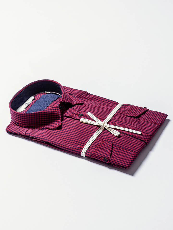 Camicia Popeline a Quadri Collo Italiano per la vendita all'ingrosso da parte di Alessandro Lamura