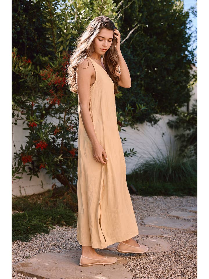 MUTE YELLOW Textured Easy Dress With Slip Dress - RD1103 for wholesale on Faire13