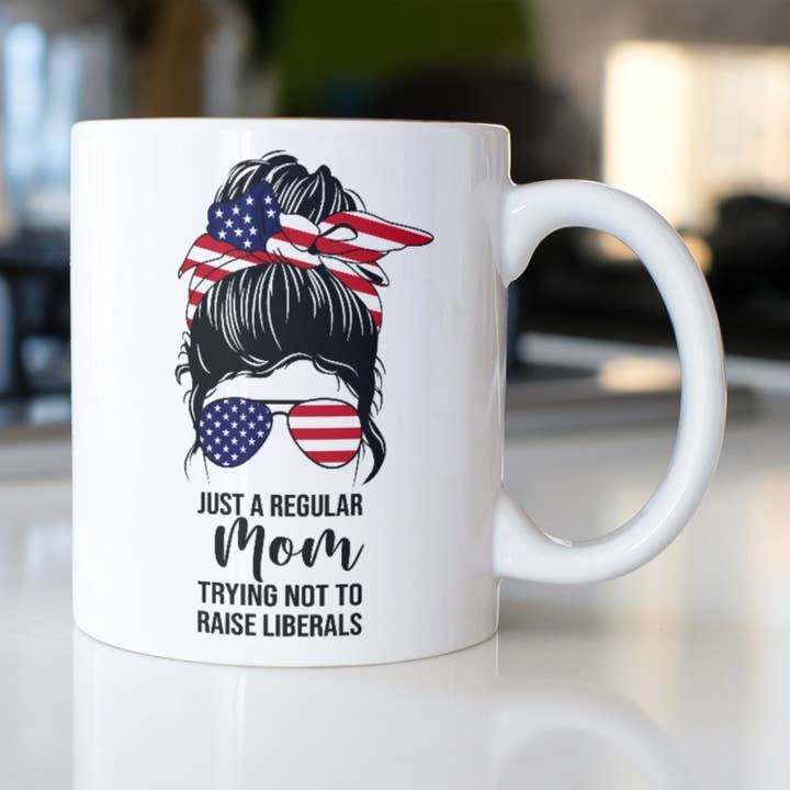 Funny Mug - Just a regular Mom trying not to raise liberals for wholesale by Jackson + Wyatt