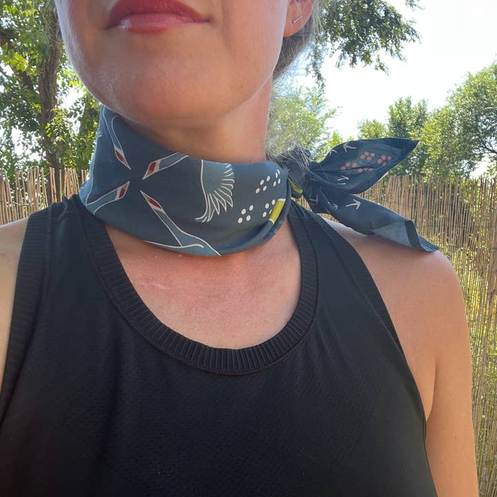 Jen Fox Studio - Wholesale Bandana - Women's - Sandhill Crane Bandana in Organic Cotton3