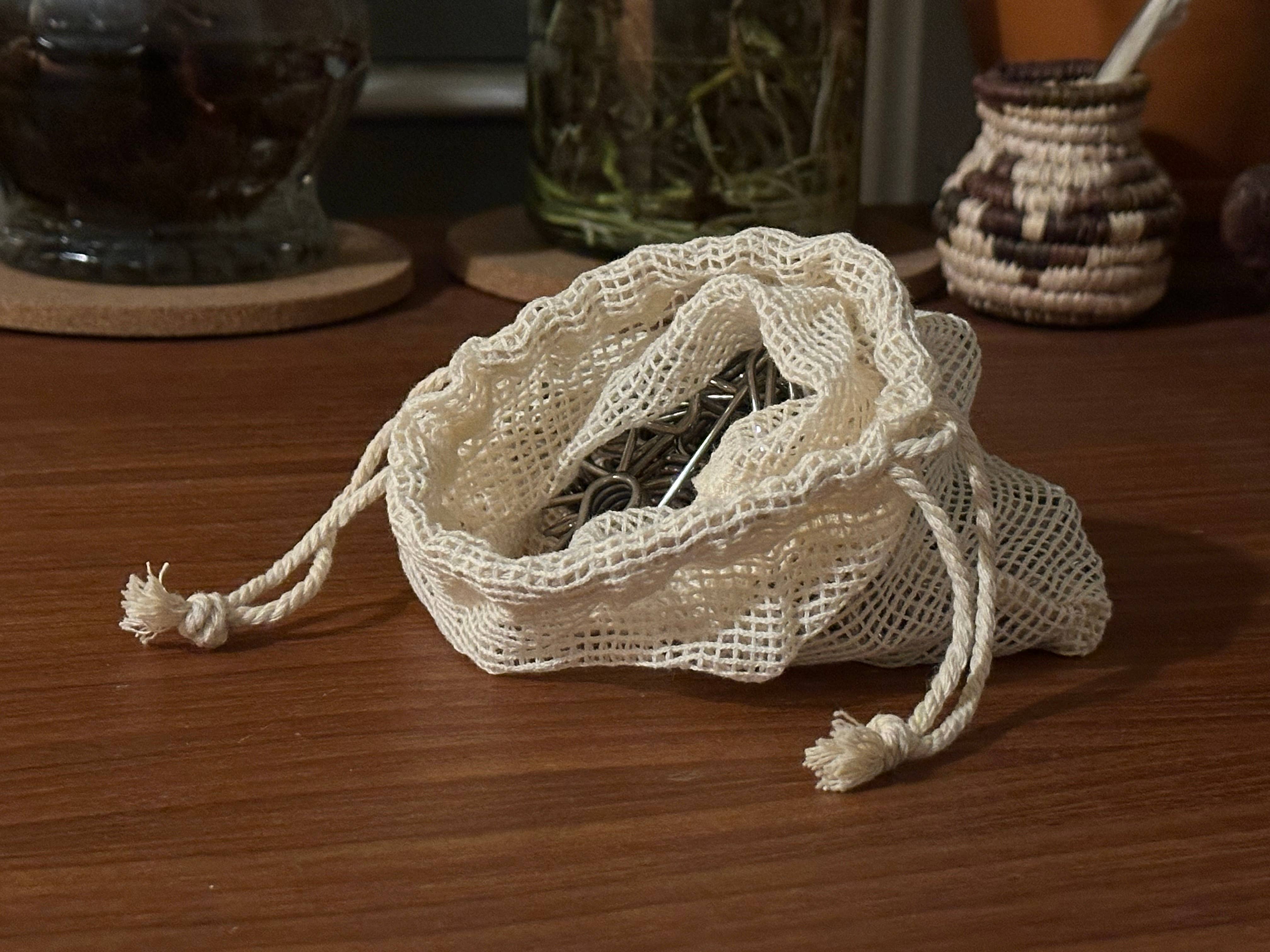 Desesh - Vente Pinces à linge - Pinces à linge en acier inoxydable (lot de 20 dans un sac en coton)4