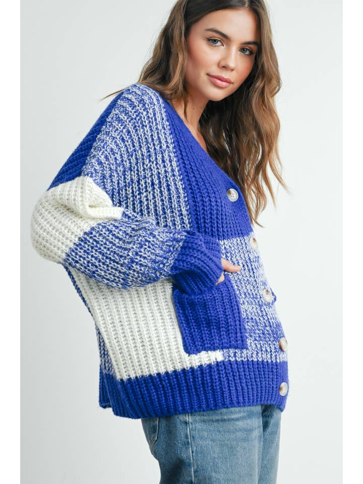 BUTTERMELON - Vente Cardigan – femme - Cardigan surdimensionné à carreaux à épaules tombantes - BMC760722