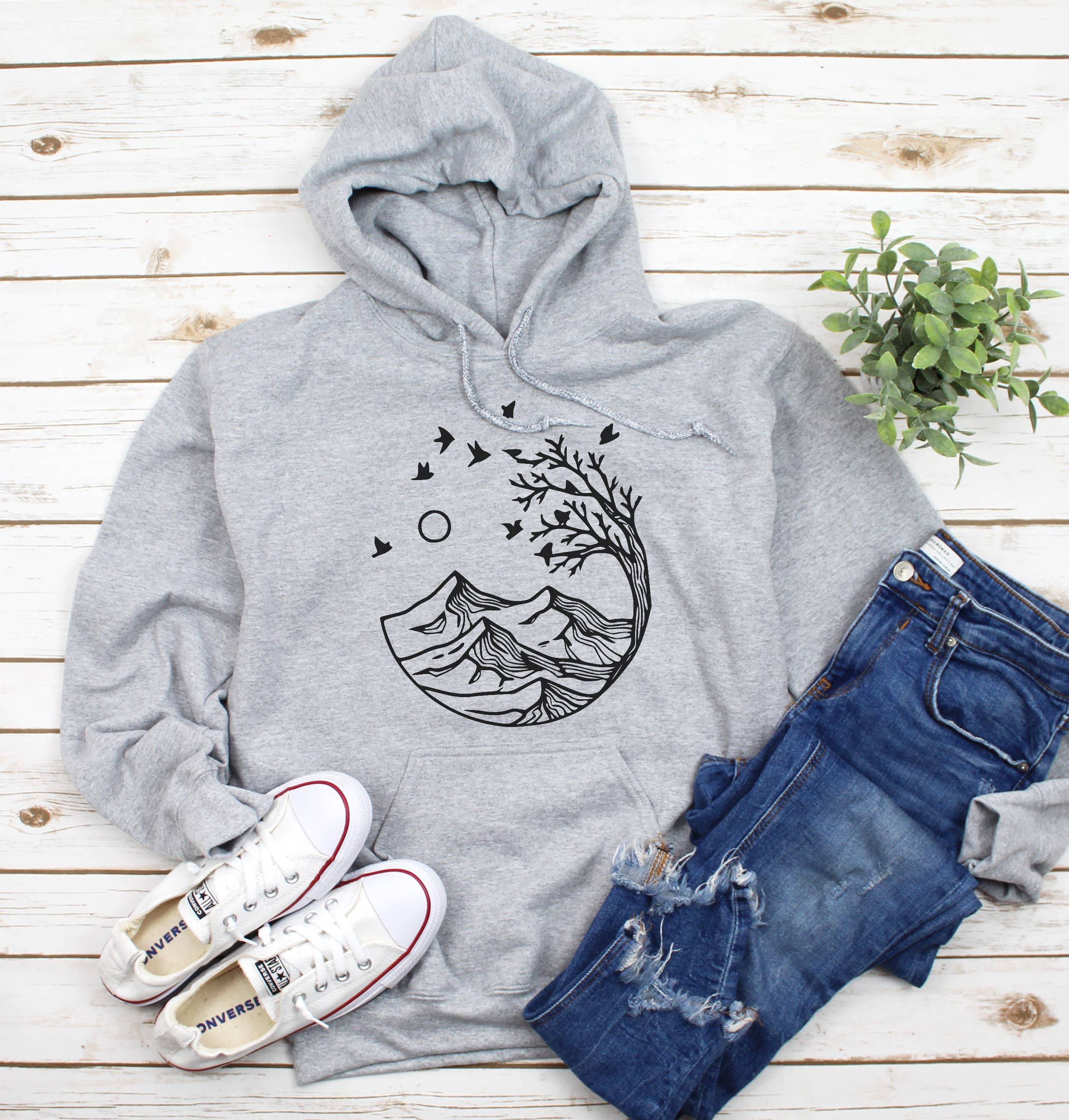 Gerdees - Wholesale Screen Printed T-Shirt - Women's - Blowing Mountain Circle, Outdoor mountains, Camping Crewneck3