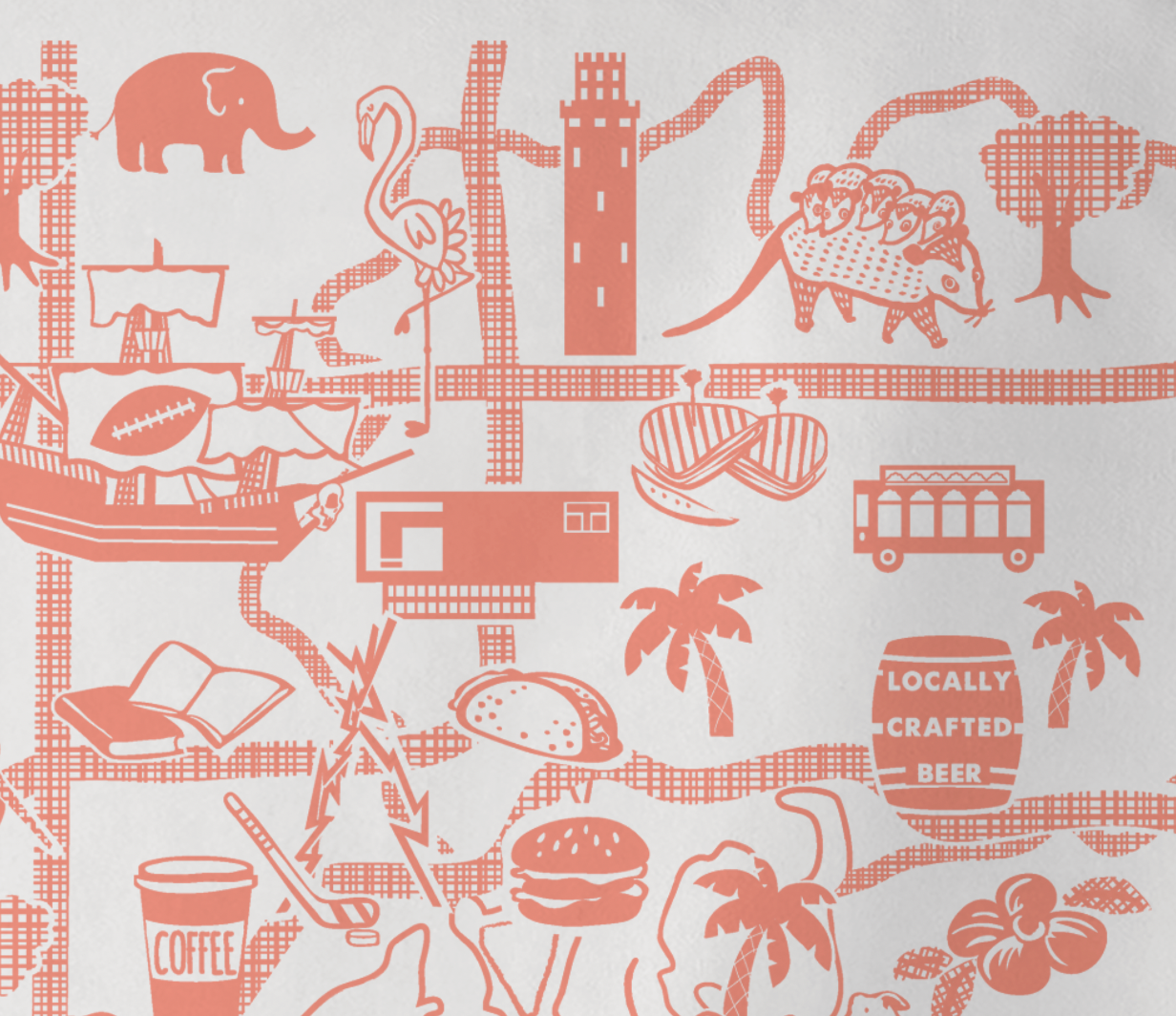 Miss Johnny Squirrel - Wholesale Tea Towel - Tampa Map Tea Towel 1