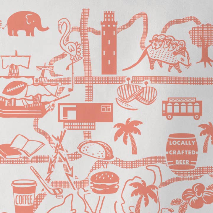 Miss Johnny Squirrel - Wholesale Tea Towel - Tampa Map Tea Towel 1