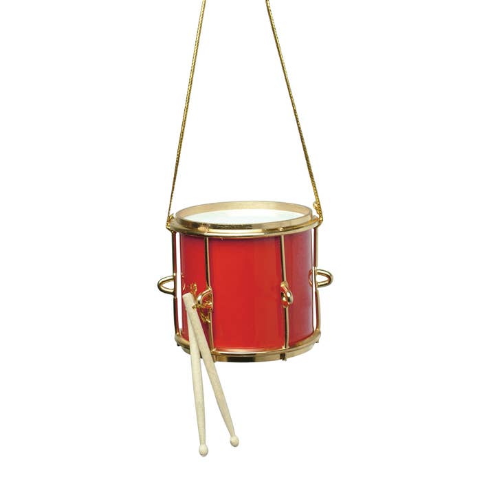 Red Marching Drum Ornament for wholesale by Broadway Gifts Co