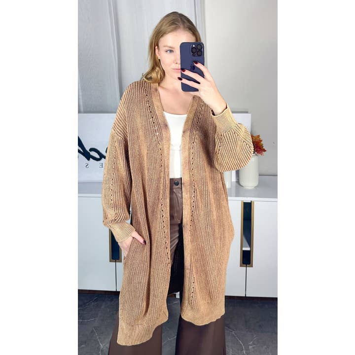 Casaco de malha maciça de manga comprida T10400 por atacado de White Birch