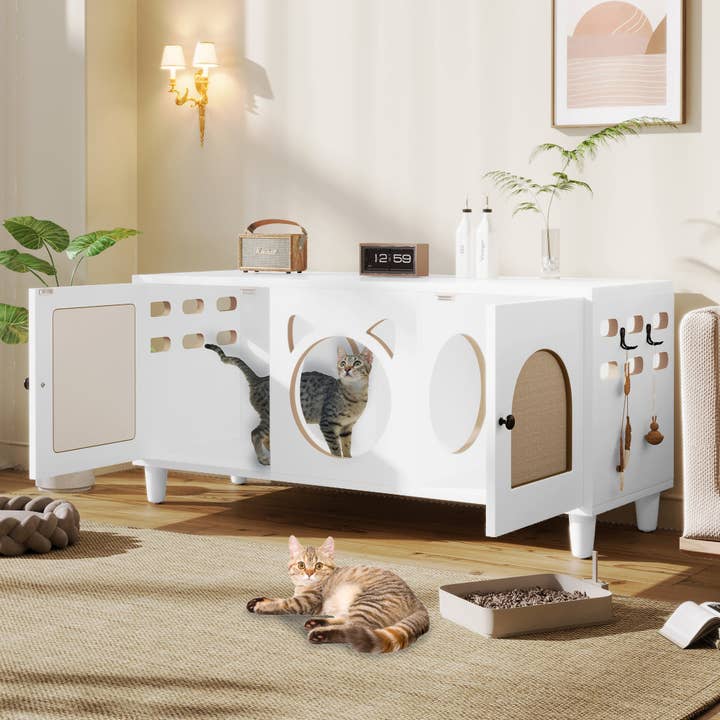 Armoire pour chat de style mobilier avec porte à gratter en sisal pour la vente par 39F Inc.