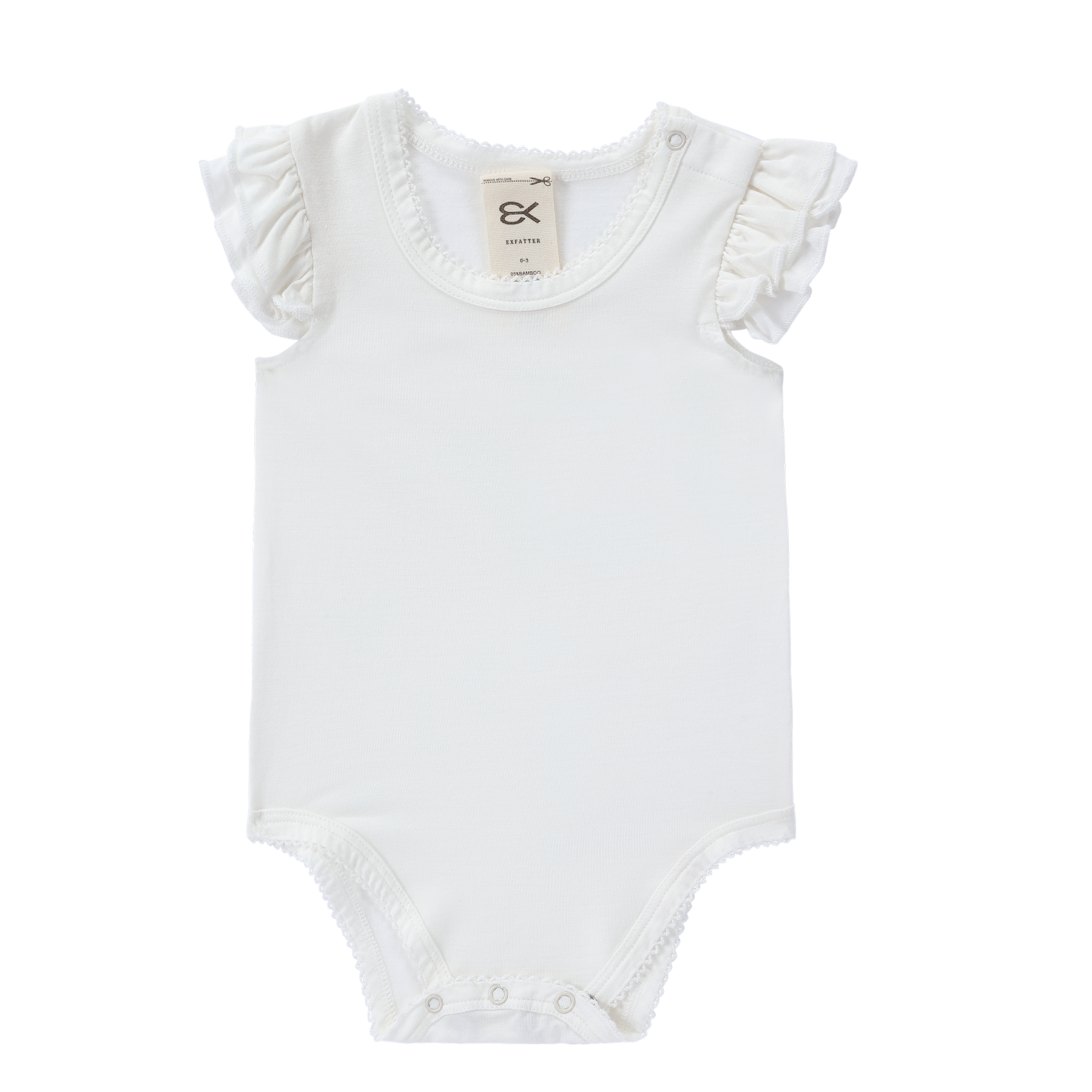 Bear's Little Fish – Großhandel Body (ohne Füße) – Baby – Ärmelloser Baby-Body aus Bambus mit Rüschen - Weiß1