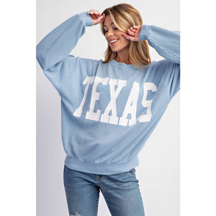 Sweet Generis - Wholesale Graphic Sweatshirt - Women's - TEXAS PRINT RIB CORD SWEATSHIRT