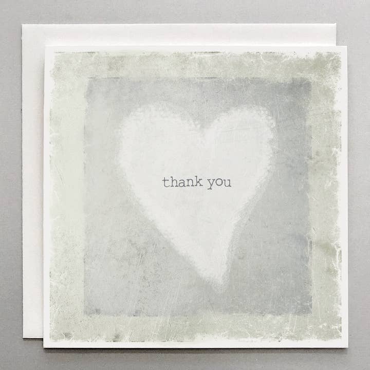 Thank You Card – Heart Illustration on Cotton Paper for wholesale by Susan Case Designs
