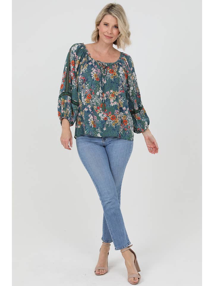 Nostalgia - Wholesale Blouse - Women's - E2U91-A625 BLOUSE WITH LACE INSETS ON SLEEVES