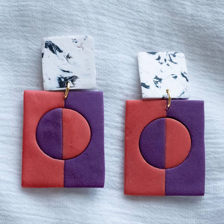 Boucles d'oreilles carrées Art Dec pour la vente par Eleven Suns Jewelry