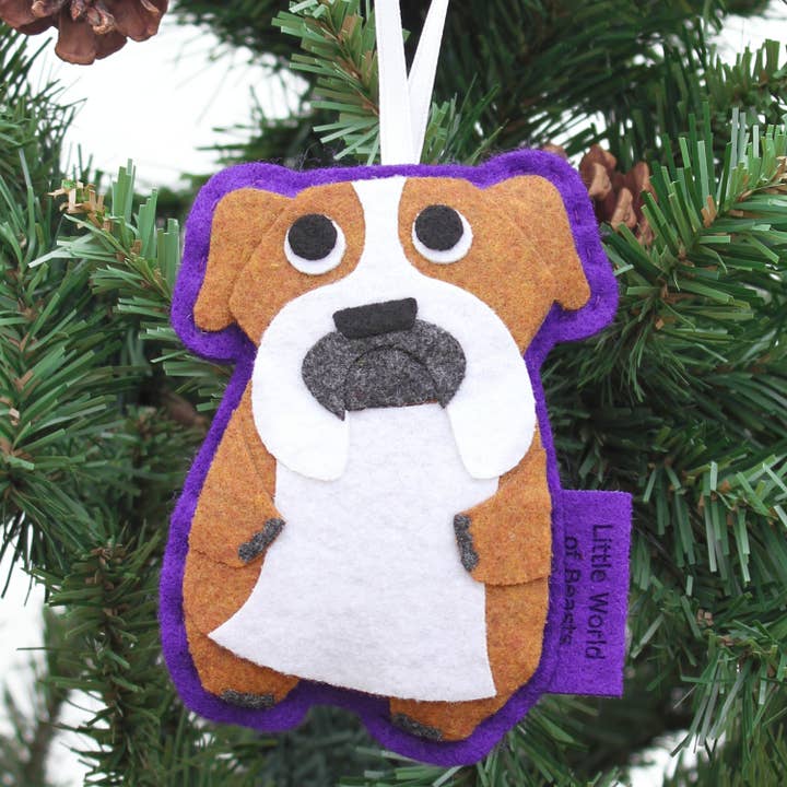 Bartholomew the English Bulldog Christmas Ornament for wholesale by Little World of Beasts