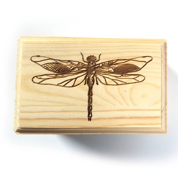 Lyoncraft - Vendita all'ingrosso Scatole decorative - Libellula piccola scatola in legno con chiusura a scatto, semplice decorazione naturale