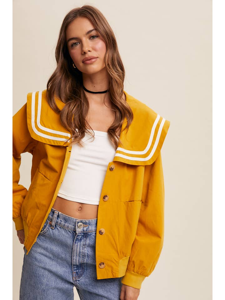 Listicle - Wholesale Jacket - Women's - Sailor Collar Button-Up Jacket LJ018810