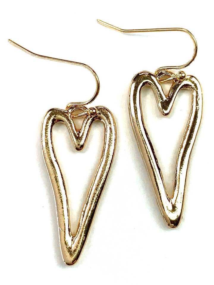 ER-Sm. Open Heart Gold Dangle Earrings for wholesale by Lost & Found Trading