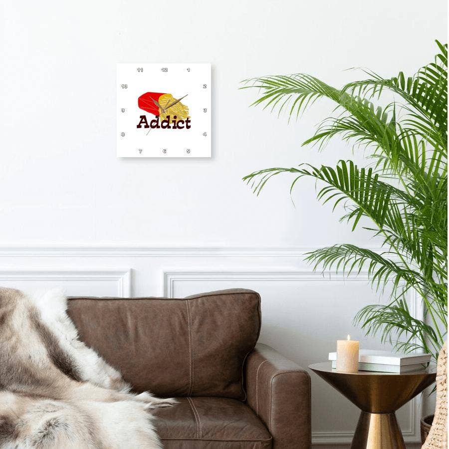 3dRose – wholesale Väggklocka – 3dRose, Pommes frites-beroende, Väggklocka0