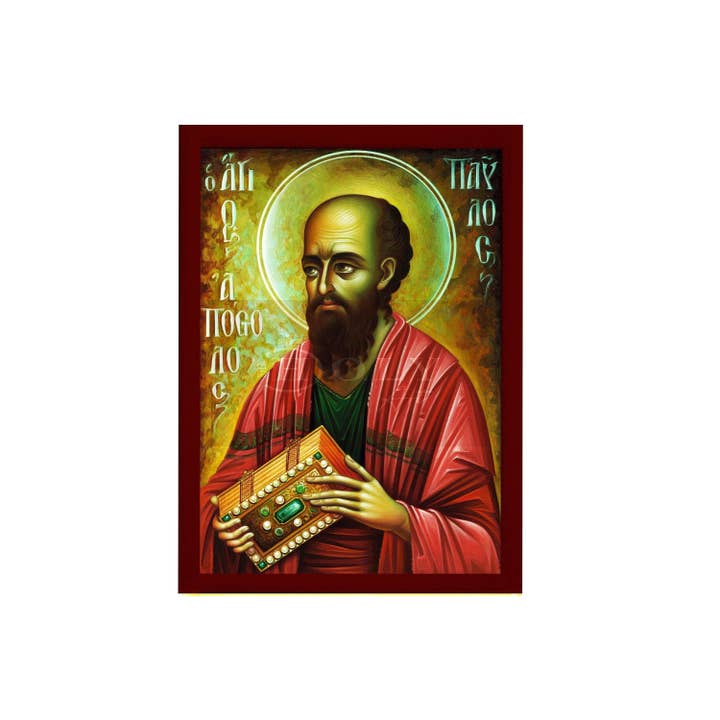 TheHolyArt – wholesale Plaque – Apostle Paul icon, Handmade Greek Orthodox icon of St Paul the Apostle, Byzantine art wall hanging wood plaque, religious decor