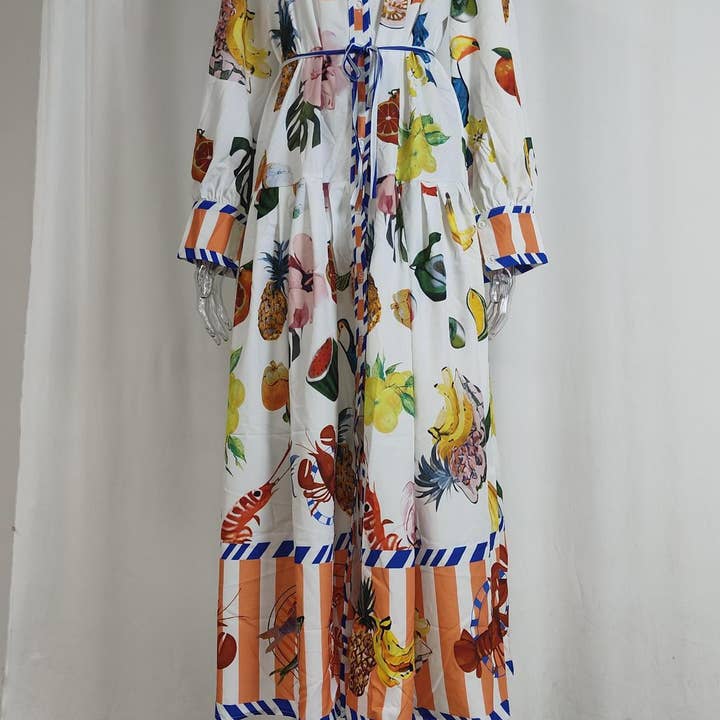 Elegant Geometric Print Lace Up V Neck A Line Dresses Elegant Geometric Print Lace Up V Neck A Line Dresses