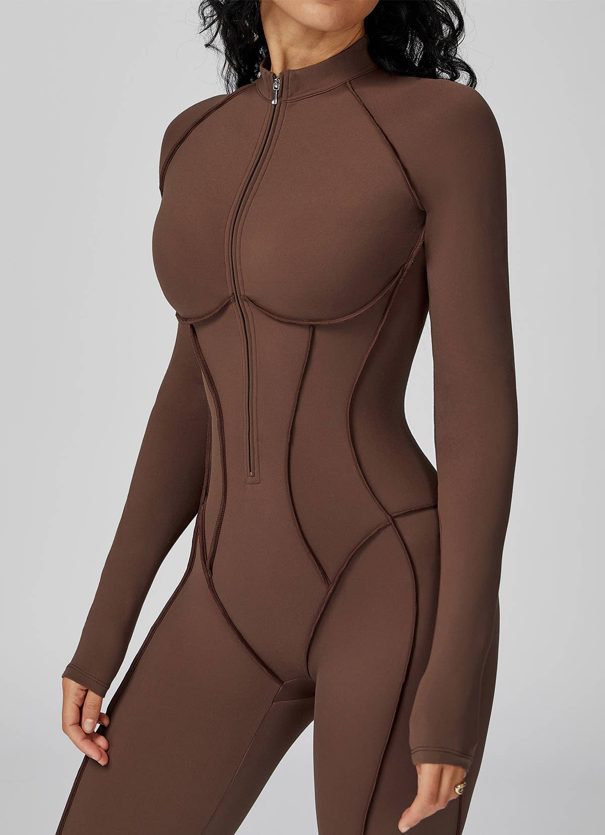 Crave by FW - Wholesale Unitard - Women's - Long Sleeve Zip Front Sport Jumpsuits One Yoga Rompers7