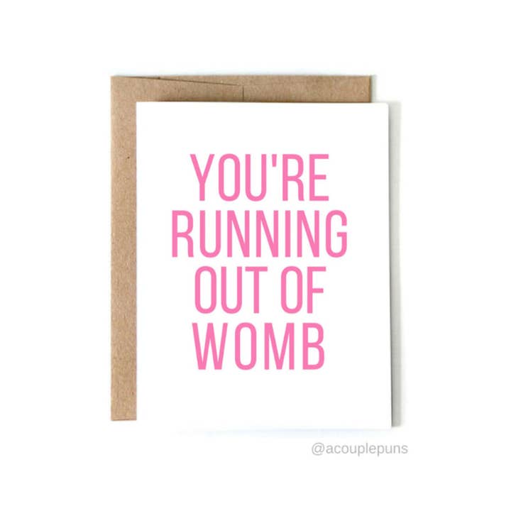 Karte „Aus Der Mutterleib „Auslaufen für den Großhandel von ACouplePuns®