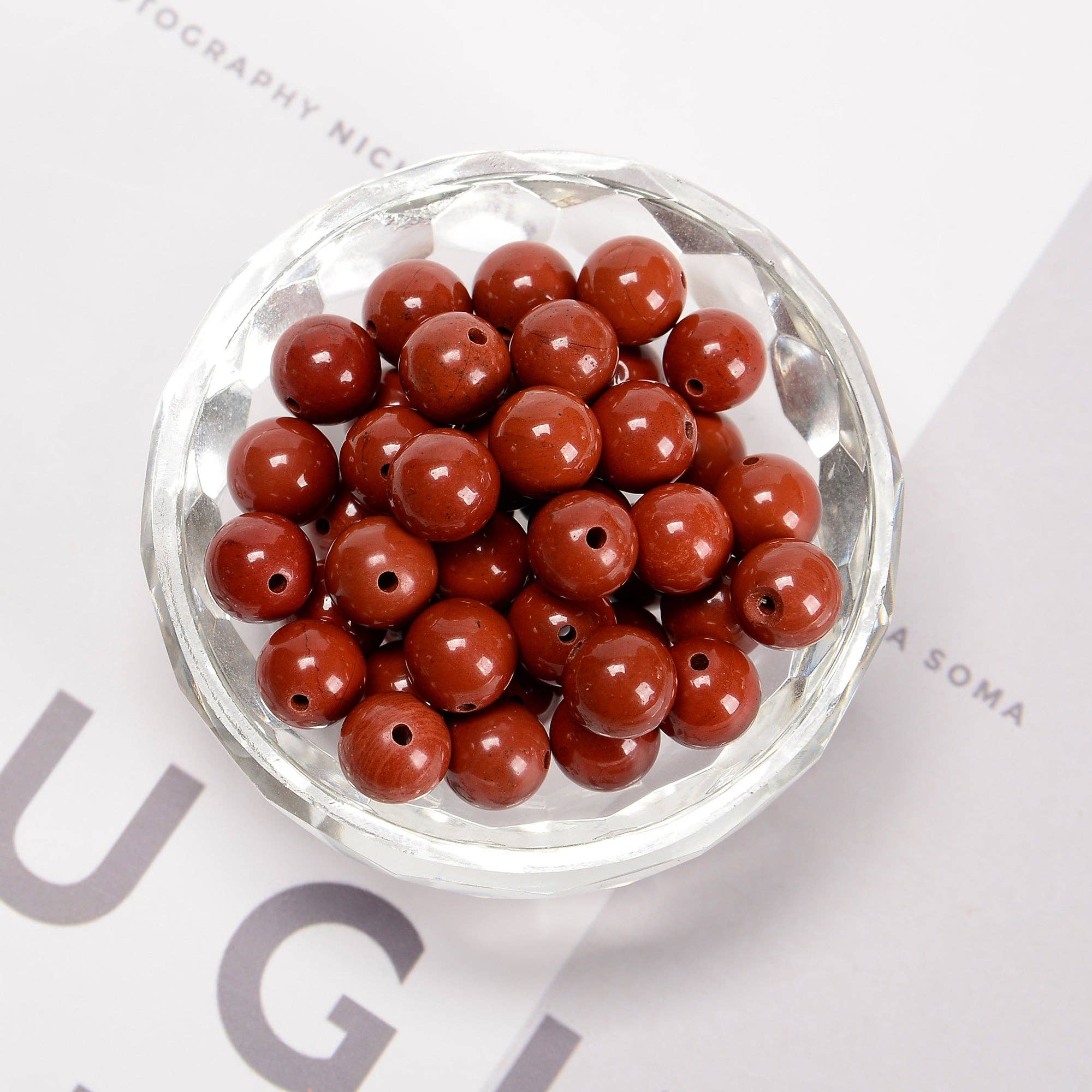 CRCBEADS - Vente Perle - Perles rondes lisses en jaspe coquelicot rouge naturel 4mm 6mm 8mm 10mm 12mm 15,5" brin2