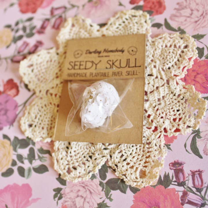 Darling Homebody - Wholesale Plant Seeds - Single White Plantable Paper Seedy Skull. Wildflowers