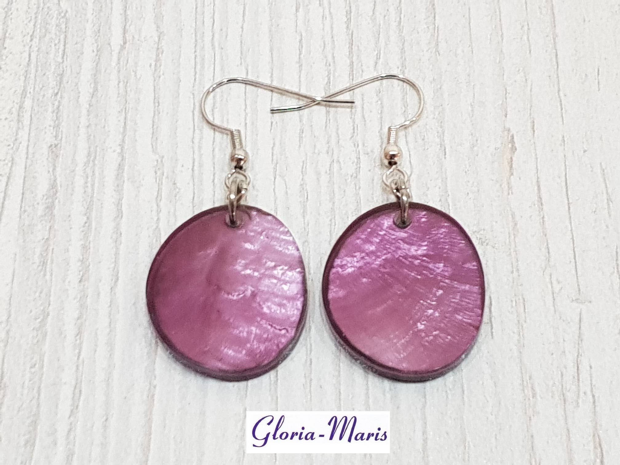 Gloria-Maris - Wholesale Dangle Earrings - High quality earrings made of Capiz shells 22x25mm/CE-01150