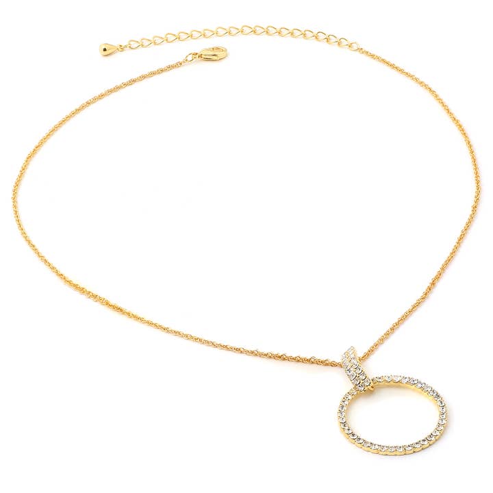 Collar de cadena dorada con círculo colgante de cristal. para venta al por mayor de Cool Crystals