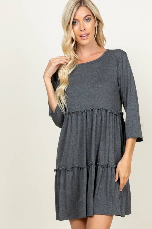 HEIMISH – wholesale Dress – Women's – SD1095S SOLID DRESS WITH RUFFLE DETAIL11